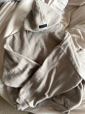 Essentials Neutral Taupe Oversized Logo Hoodie